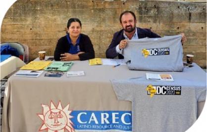 CARACEN workers at a Census information booth